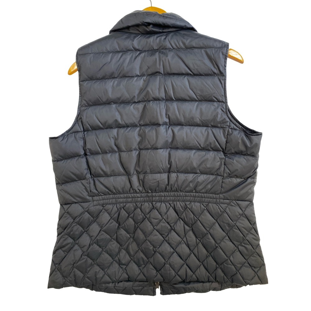 Talbots Plus 1X Black Down Puffer Vest Mixed Quilt Pockets‎ Cinched Back Classic - Picture 5 of 10